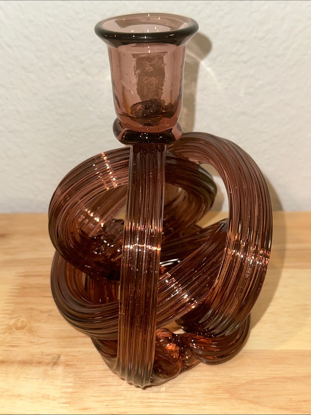 Anthropologie Kelly Twist Glass Candlestick Holder Sculptural Art Glass - Picture 3 of 9